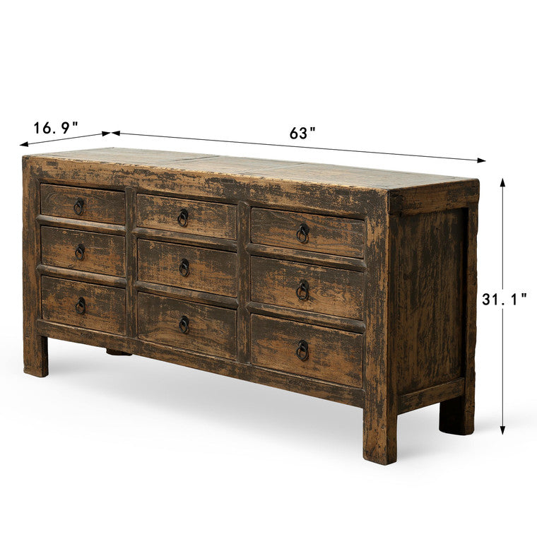 Approx.63" Long 16.9" Deep Nine Drawers Sideboard image 3