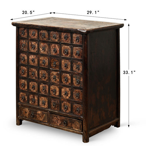 Vintage Chinese Apothecary Cabinet 29.1"x20.5"x33.1"H Elmwood image 2