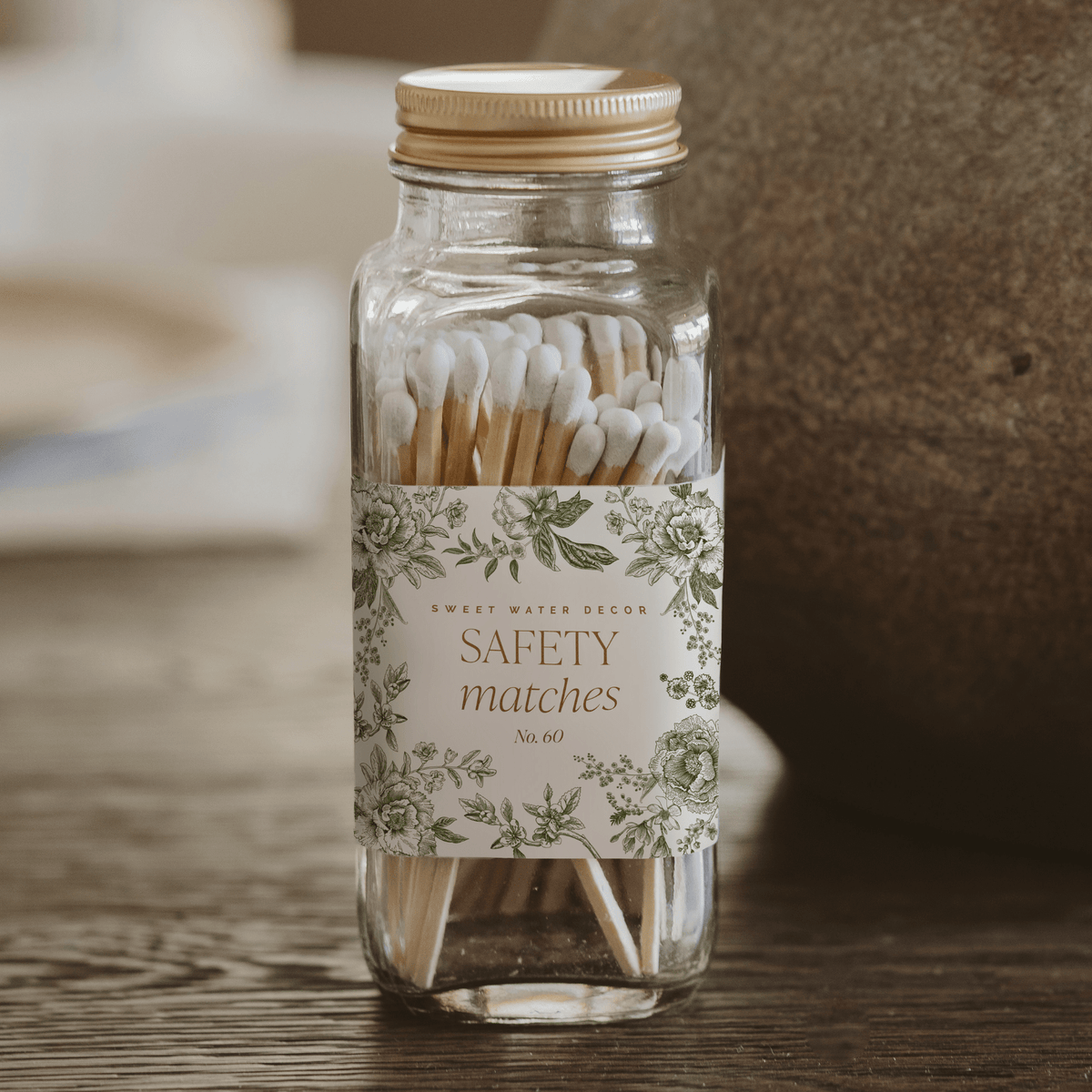 Green Delft White Tip Safety Matches - 60 Count, 3.75" - Sweet Water Decor, view 3