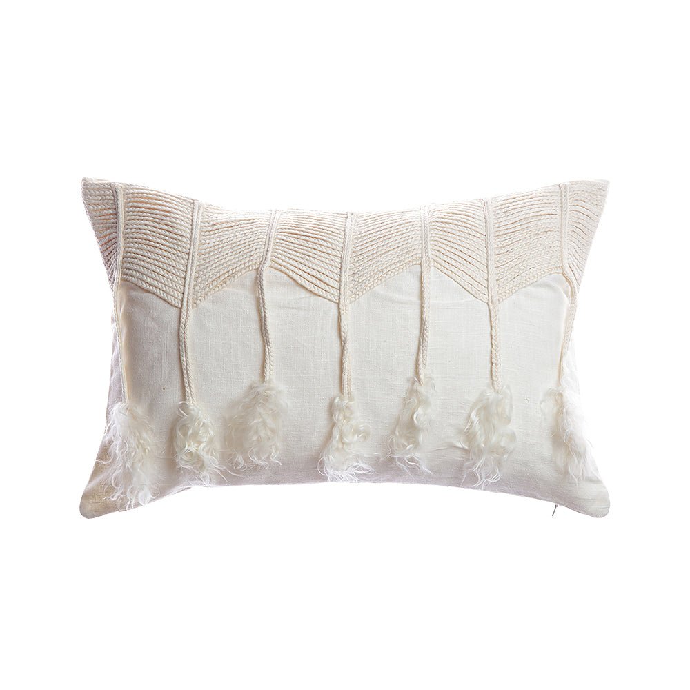 Goatskin Pom Lumbar Pillow - Homelosophy, view 2