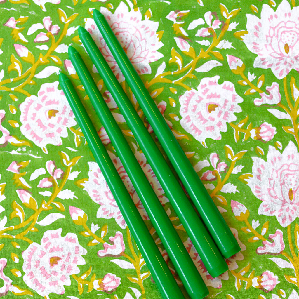 Extra Tall Grass Green Taper Candle, 1 Case of 48 Packs (4 Candles per Pack)