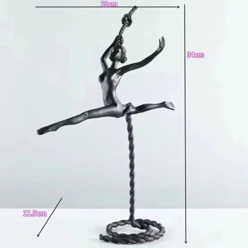 Handstand Human Matte Black Iron Figure Sculpture
