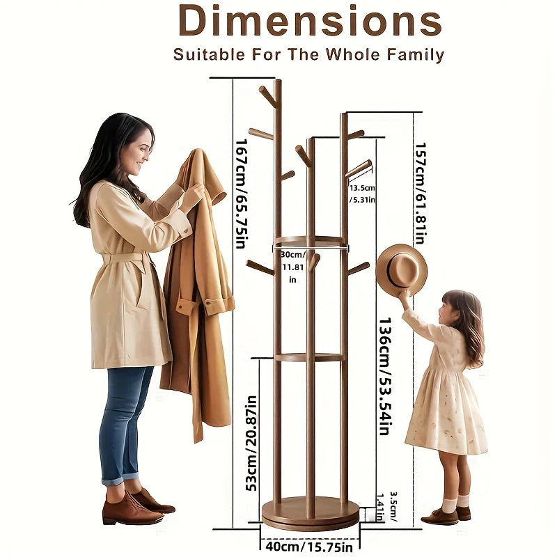 Heavy-Duty Freestanding Clothes Rack with 3-Tier Shelves & 9 Hooks - No Assembly Needed, Space-Saving Organize — House of Avana, view 2 of 18