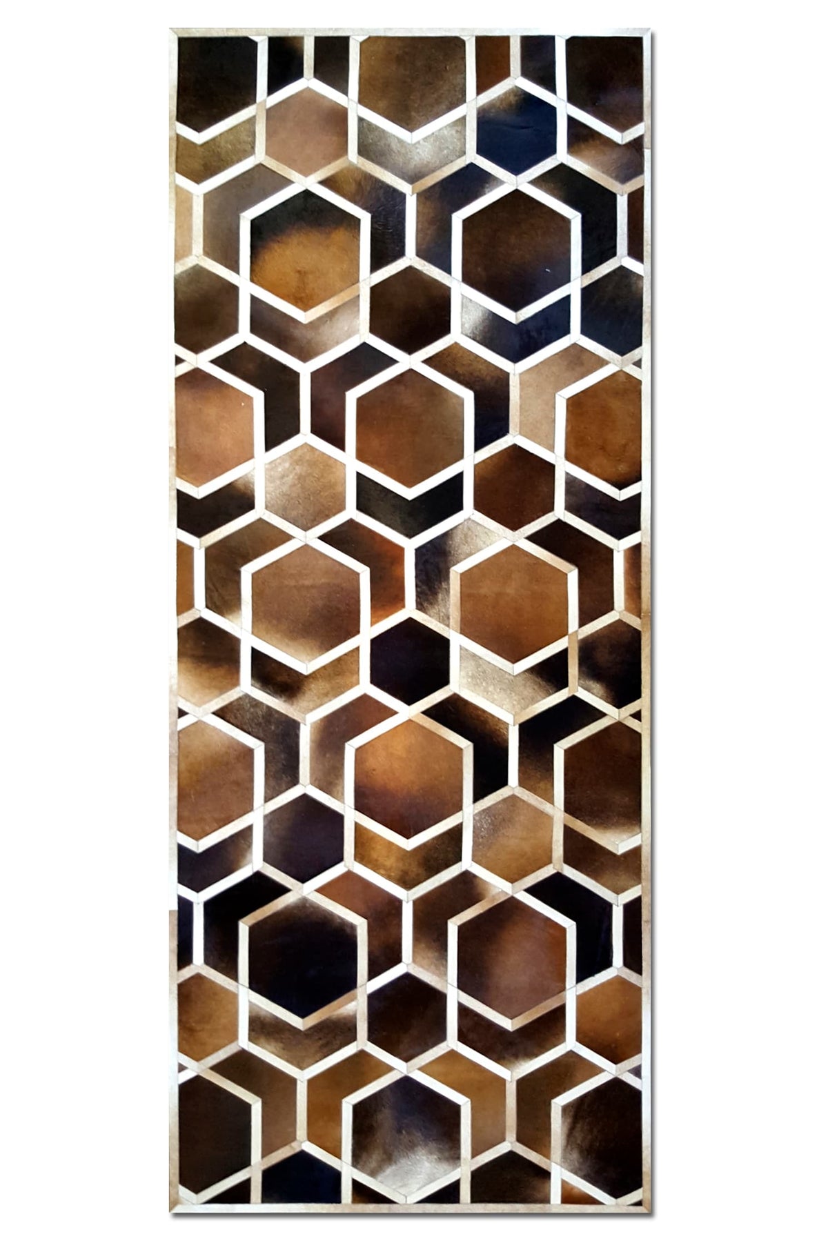 HEXAGON – Modern Patterned Rug in Organic Hide - Homelosophy, view 2