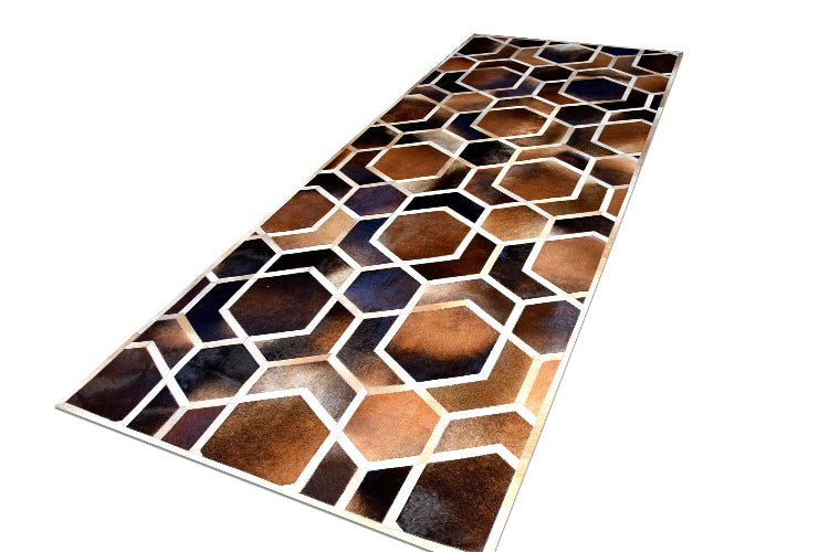 HEXAGON – Modern Patterned Rug in Organic Hide - Homelosophy, view 3