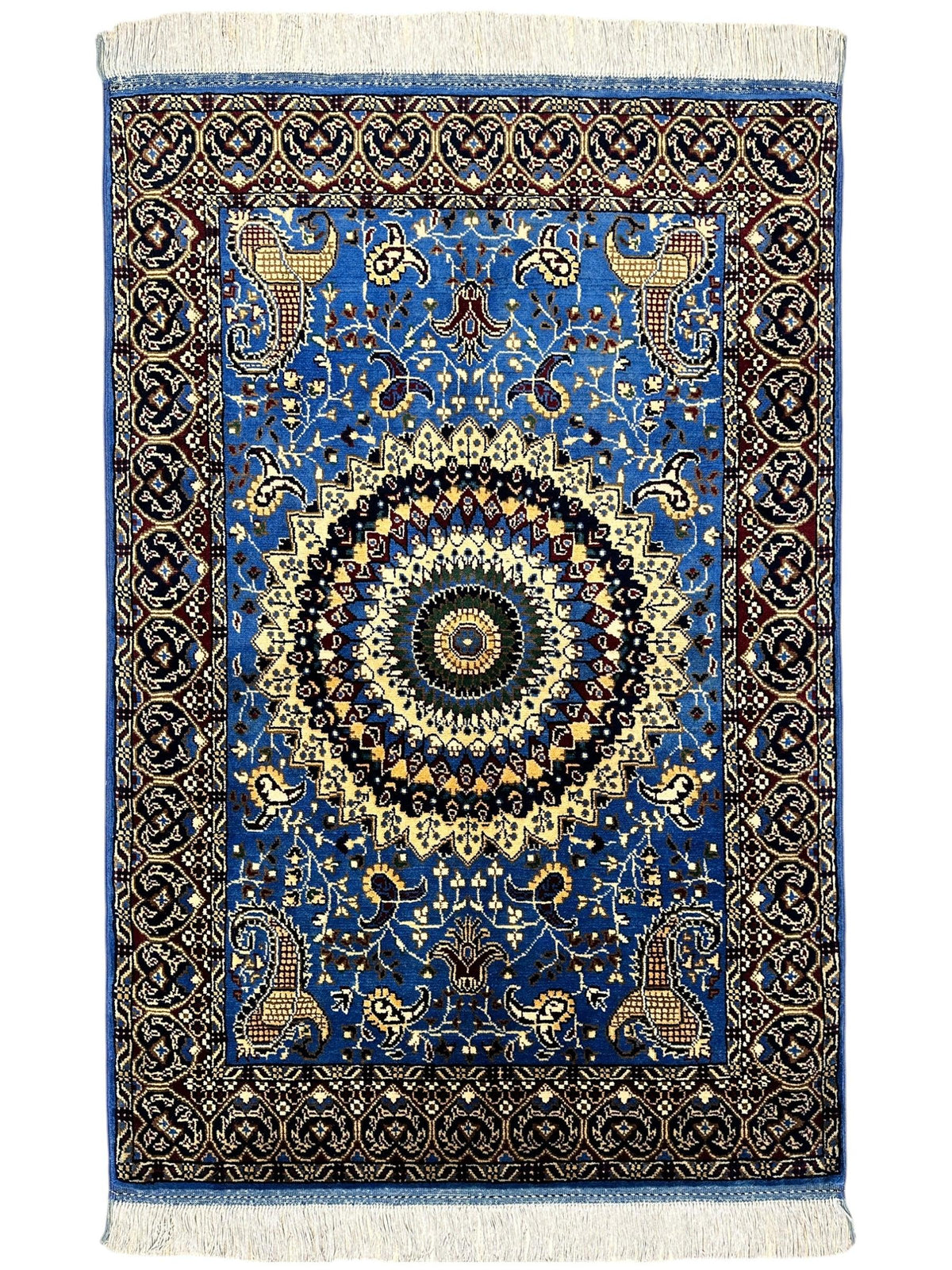 Afghan Rug 3x5 | Blue, Navy & Ivory | Hand-Knotted Wool - Rugistan