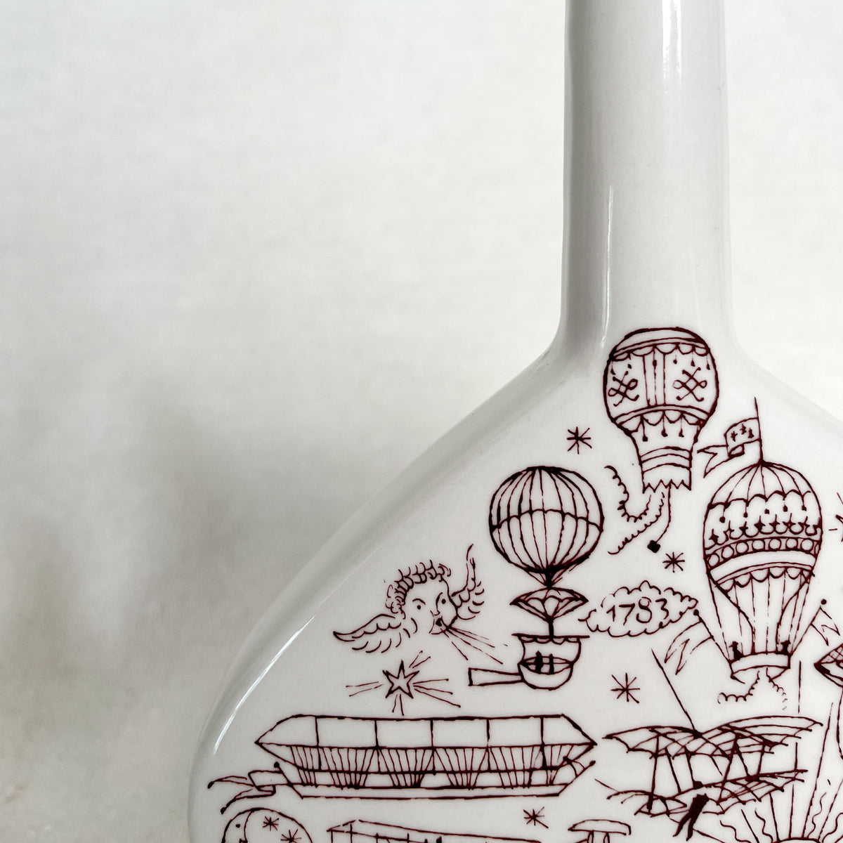 Vintage Ceramic Vase with Burgundy Design - Source by Studio Skara, view 2