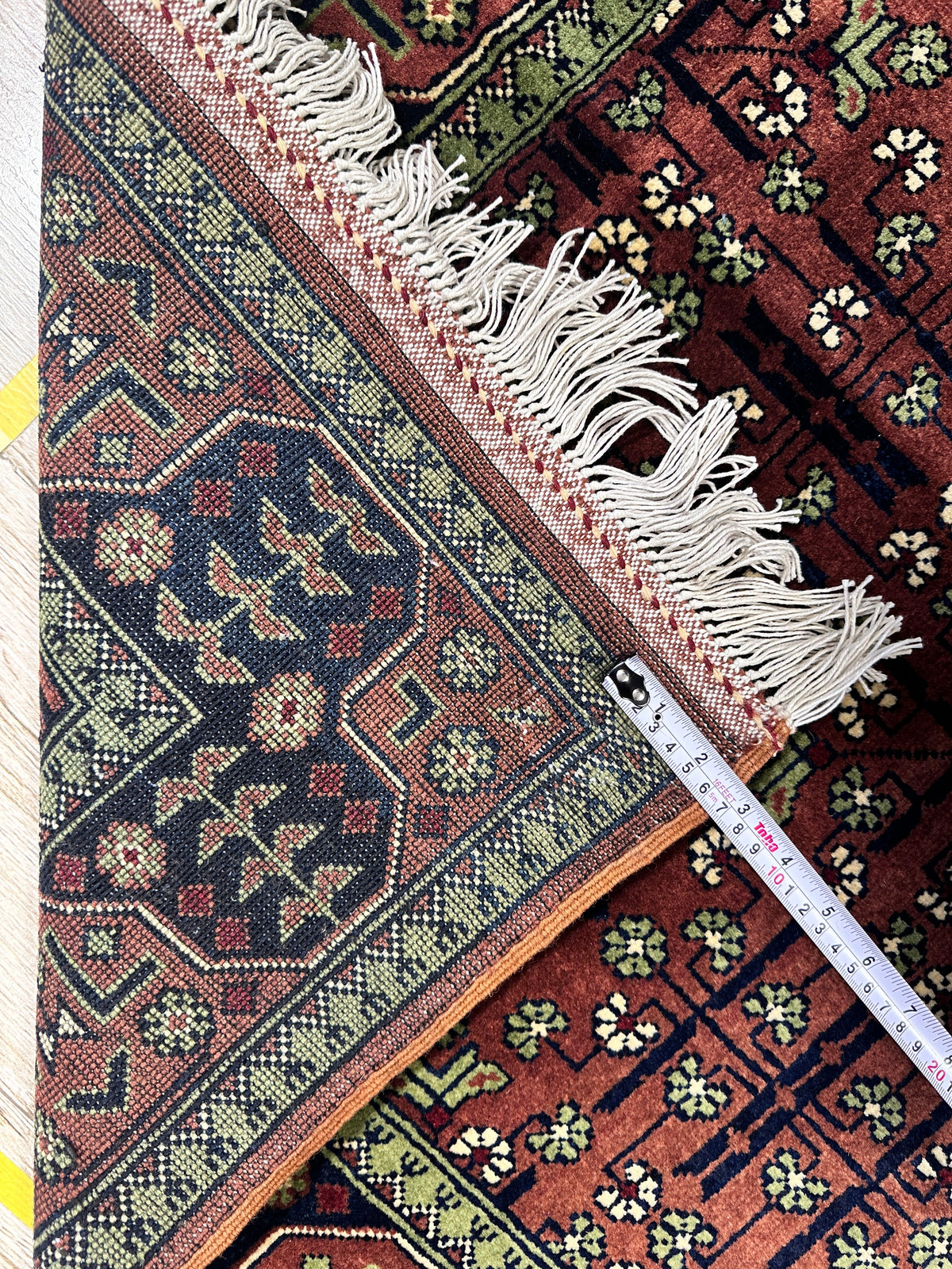 Afghan Turkmen Crosses Medallion Rug 3x5 | Rust, Navy, Green & Ivory | Hand-Knotted Wool - Rugistan, view 6