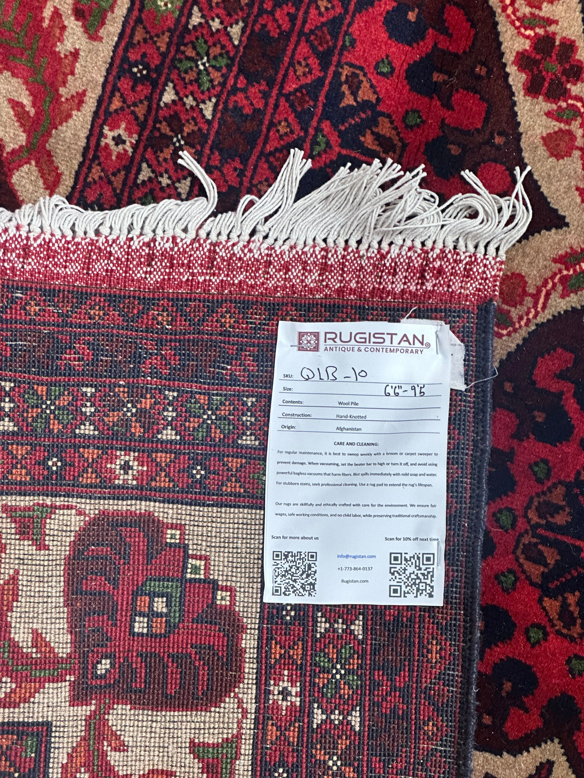Afghan Rug 7x9 | Burgundy, Red & Ivory | Hand-Knotted Wool - Rugistan, view 4