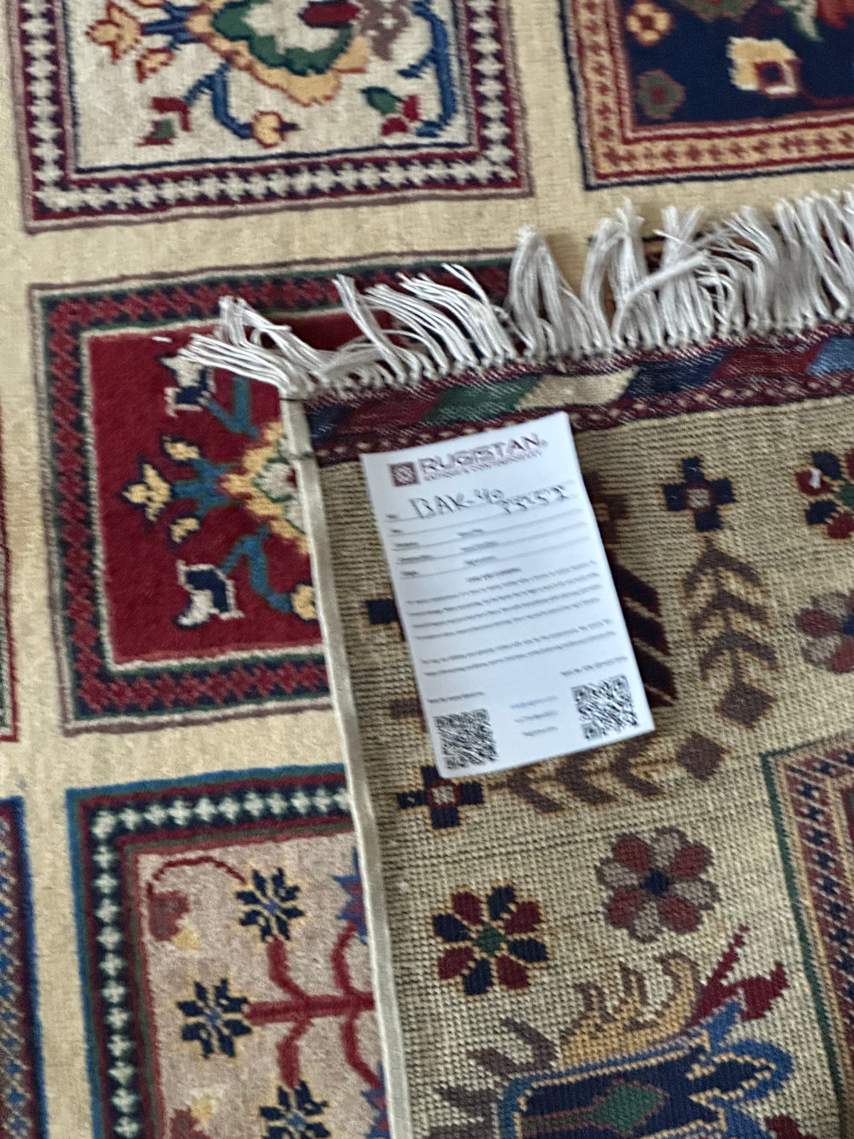 Afghan Bakhtiari Rug 3x5 | Beige, Navy & Red | Hand-Knotted Wool - Rugistan, view 4