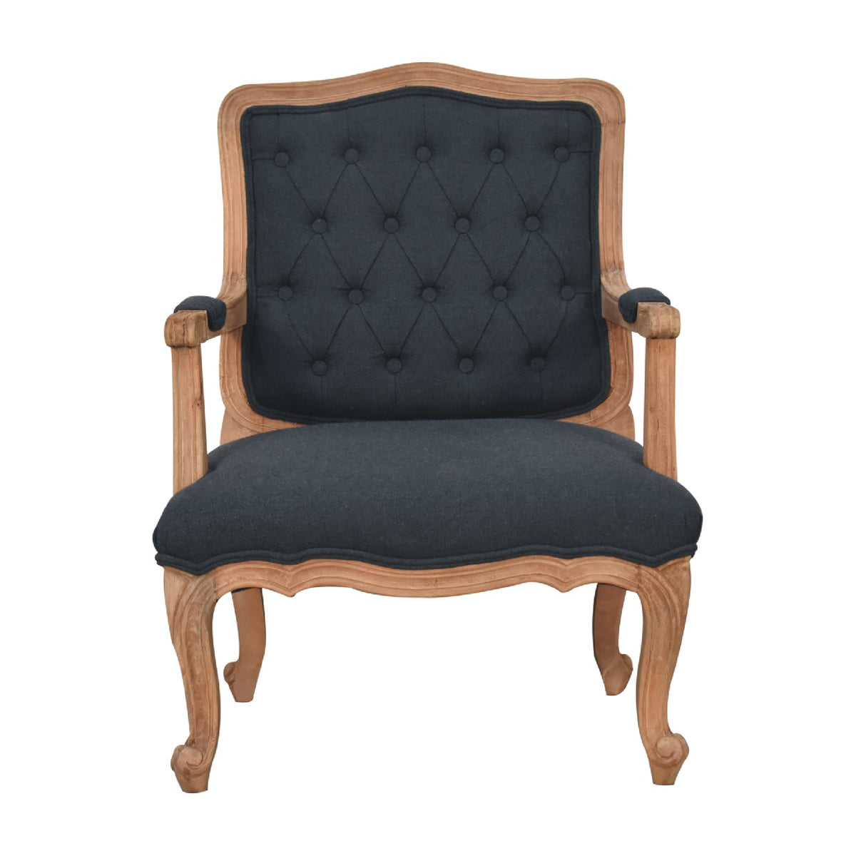 Navy Blue Linen French Style Chair — handmade mango wood furniture by Artisan Furniture