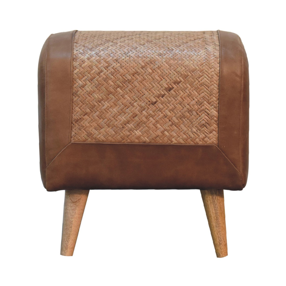 Seagrass Buffalo Square Footstool — handmade mango wood furniture by Artisan Furniture