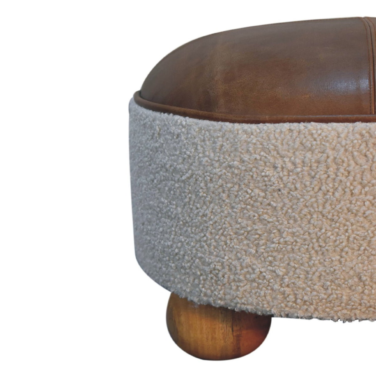 Cream Boucle Buffalo Footstool — Artisan Furniture IN3499, view 4