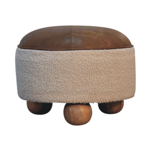 Cream Boucle Buffalo Footstool — Artisan Furniture IN3499, animated product view
