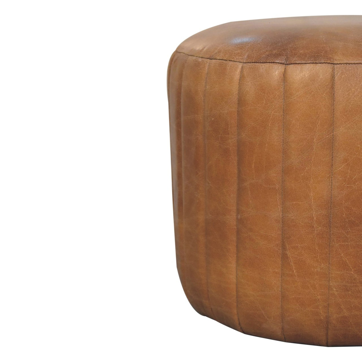 Buffalo Leather Boucle Footstool — Artisan Furniture IN3736, view 7