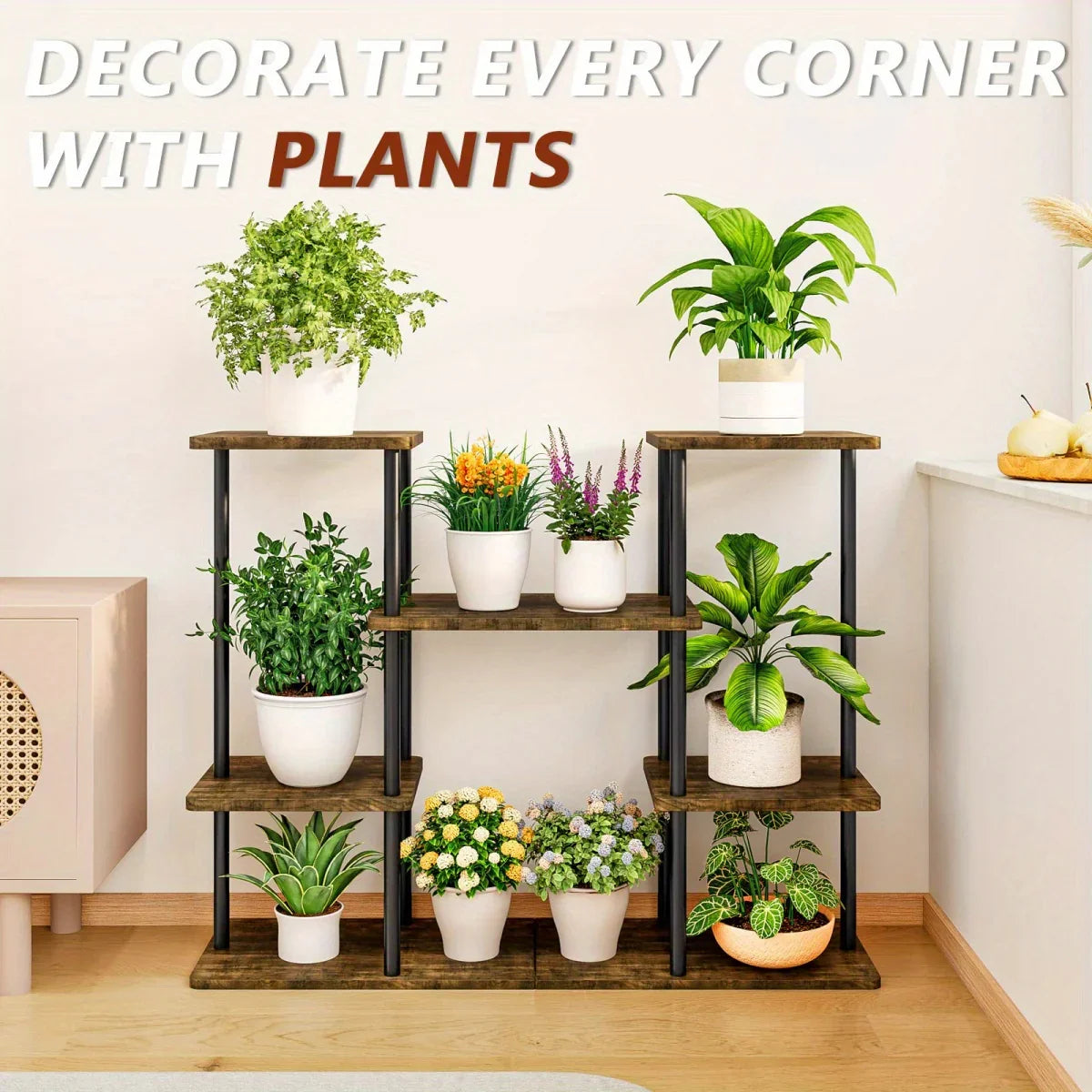4-Tier Metal Plant Stand Indoor 10 Pot Tiered Flower Holder