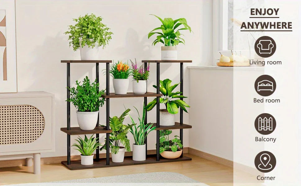 4-Tier Metal Plant Stand Indoor 10 Pot Tiered Flower Holder