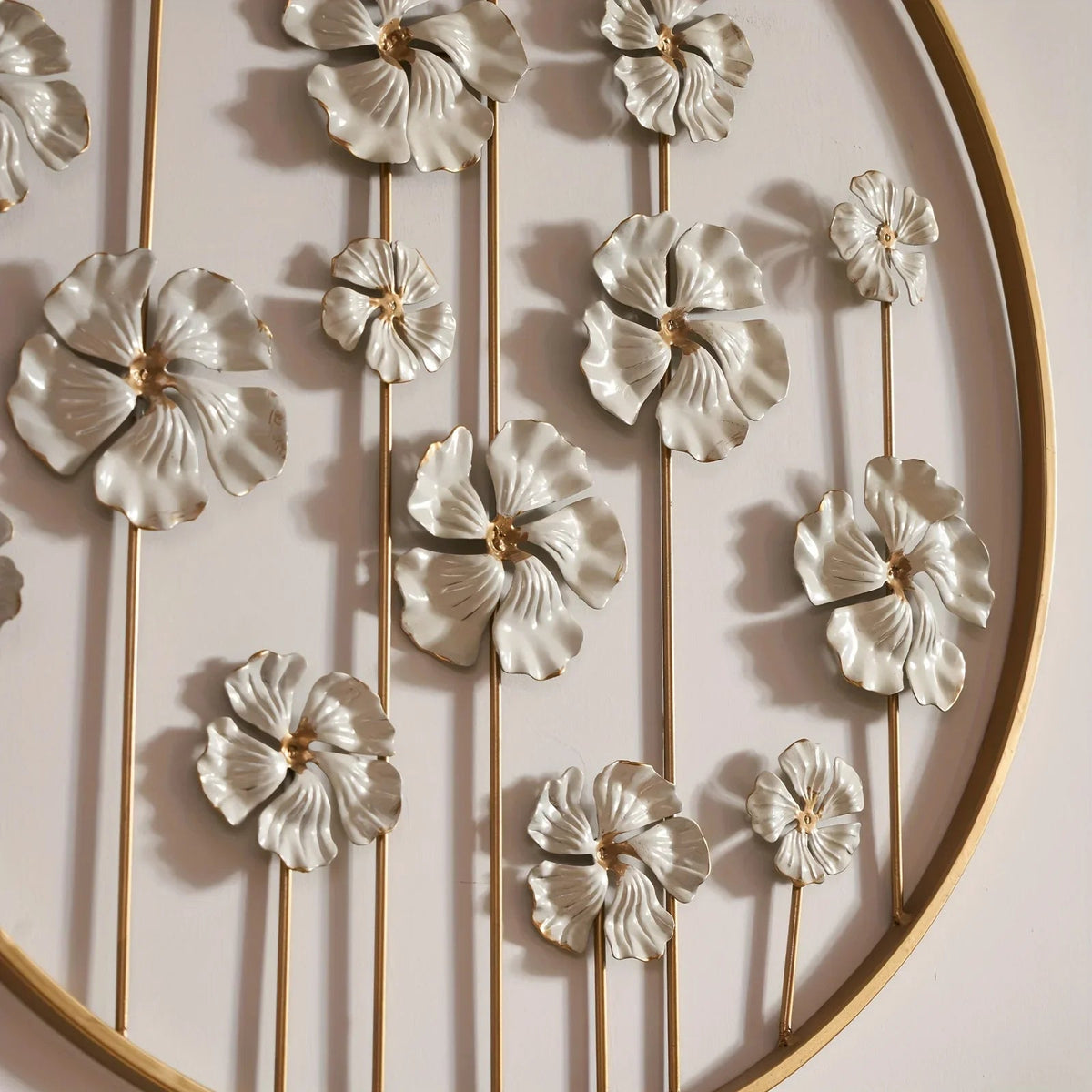 Iron Floral Wall Art with Golden Accents and White Flowers — House of Avana, view 1 of 30