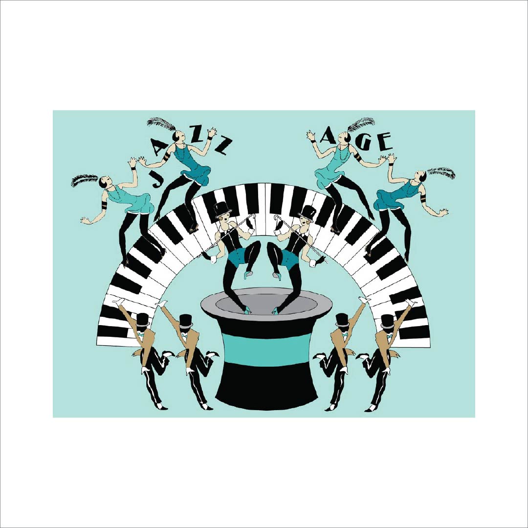 Custom Art Deco Jazz Age Piano Keys Wallpaper