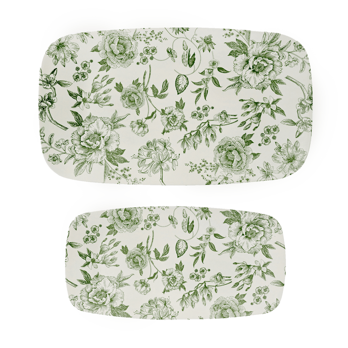 Green Delft Stacking Melamine Tray - set of 2 - Sweet Water Decor