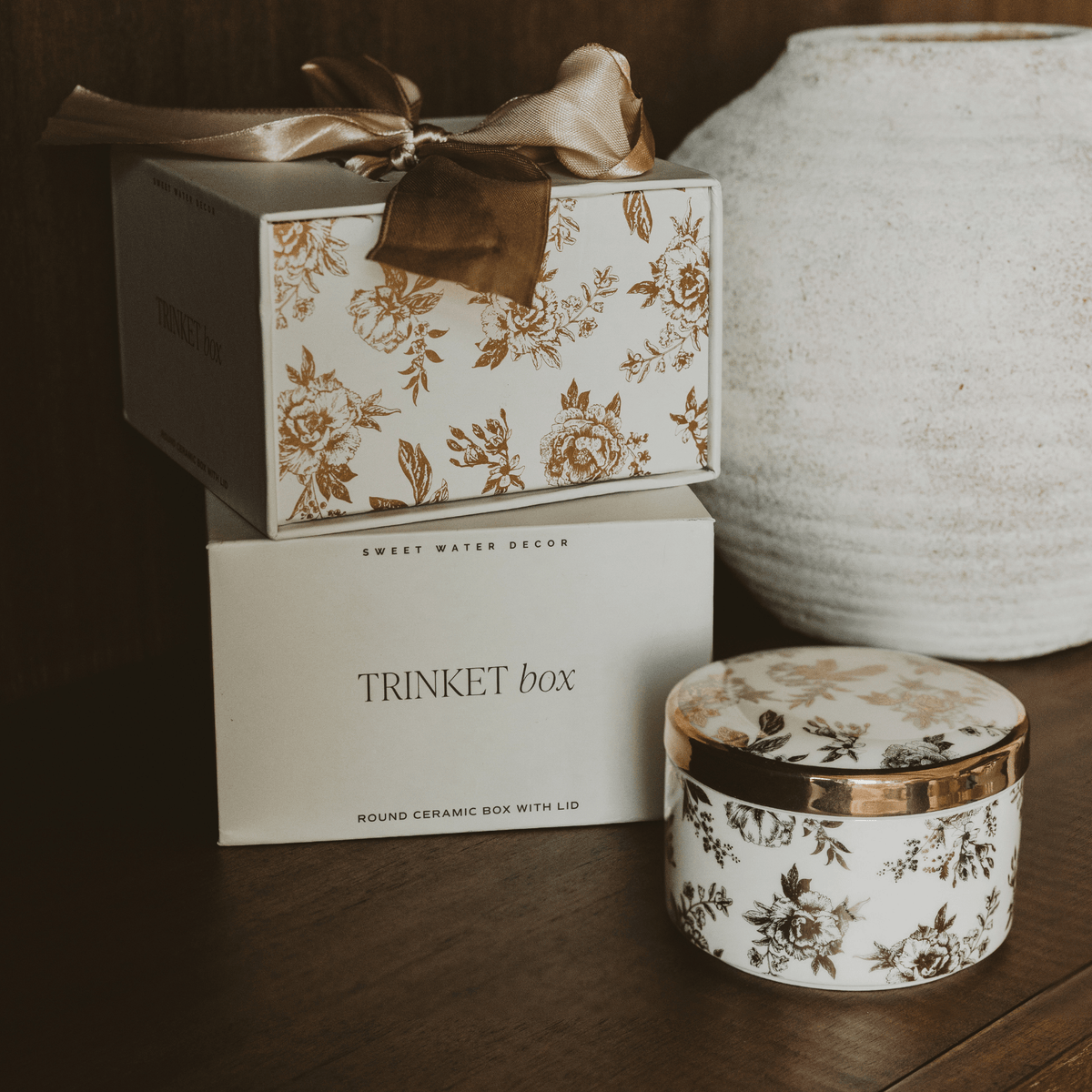 Gold Delft Trinket Dish with Lid - Sweet Water Decor, view 2