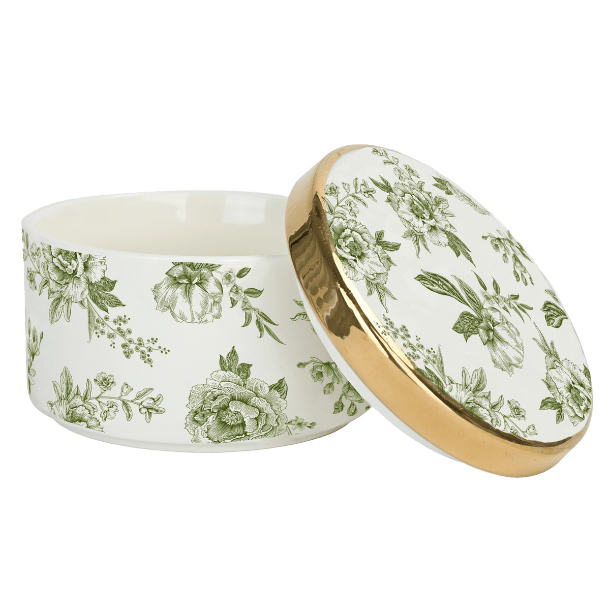 Green Delft Trinket Dish with Lid - Sweet Water Decor