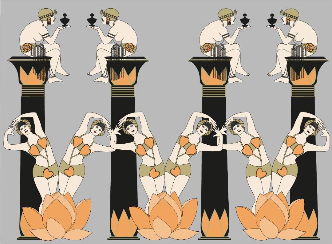Custom Art Deco Egyptian Revival Lotus Girls Wallpaper