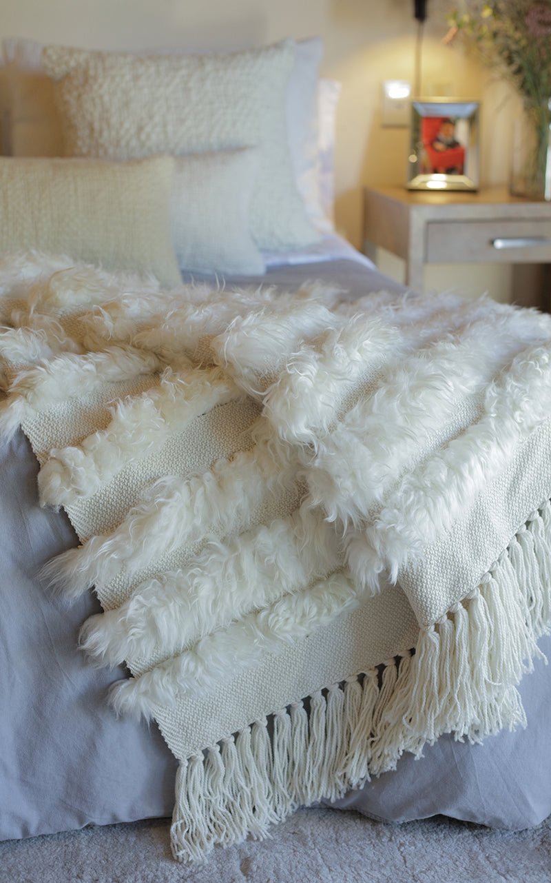 Lambskin Full Striped Blanket - Homelosophy, view 2