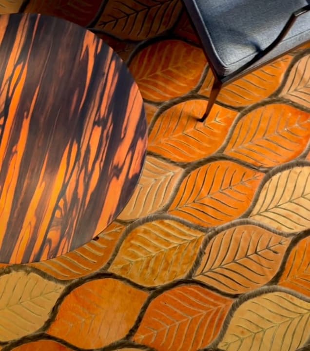 LEAVES - Custom Oversized Cowhide Rug - Homelosophy