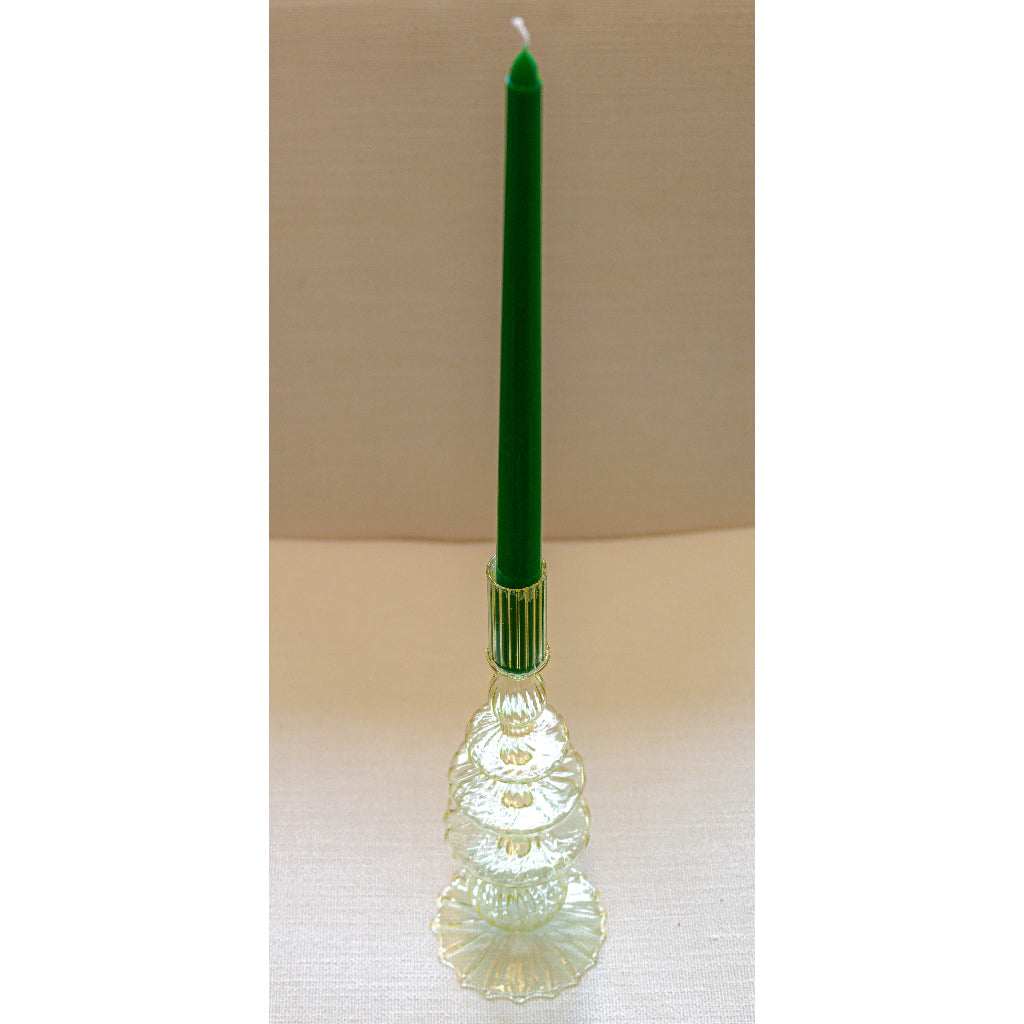 Buttercream Yellow Ribbed Candle Holder - Pair