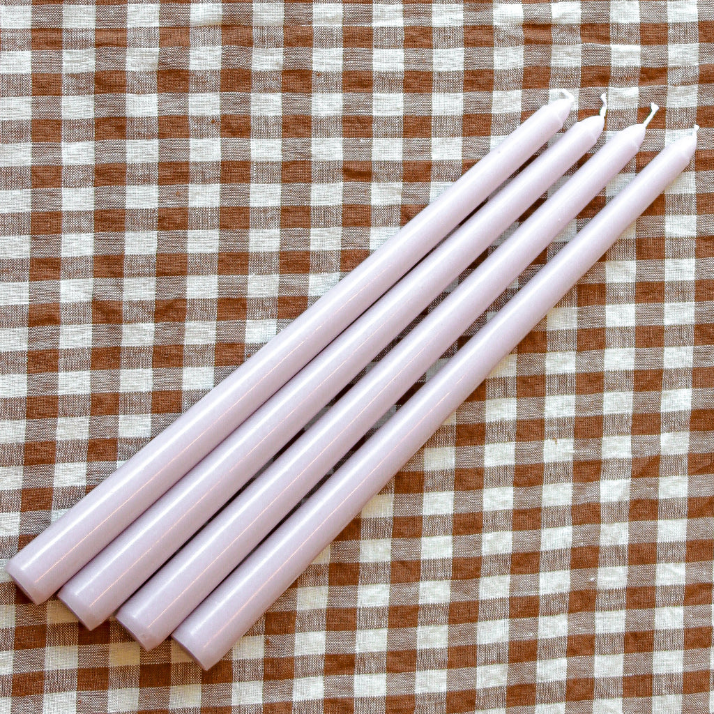 Extra Tall Lilac Hush Taper Candle, 1 Case of 24 Packs (4 Candles per Pack)