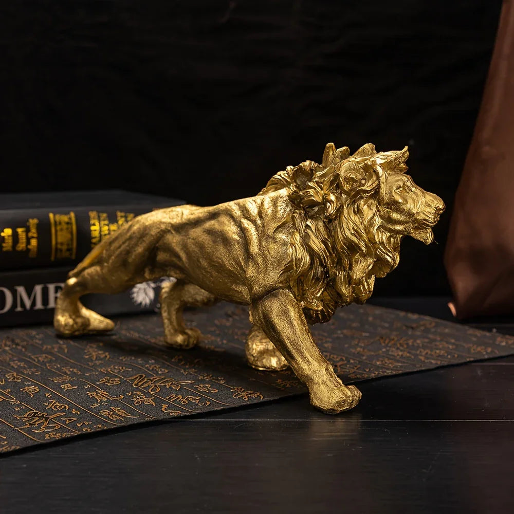 Majestic Walking Lion Sculpture – Antique Bronze Decorative Figurine