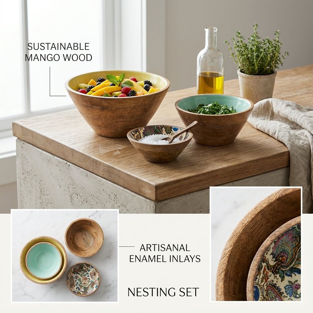Mango Wood Bowl Set of 3 — House of Avana, view 6 of 7