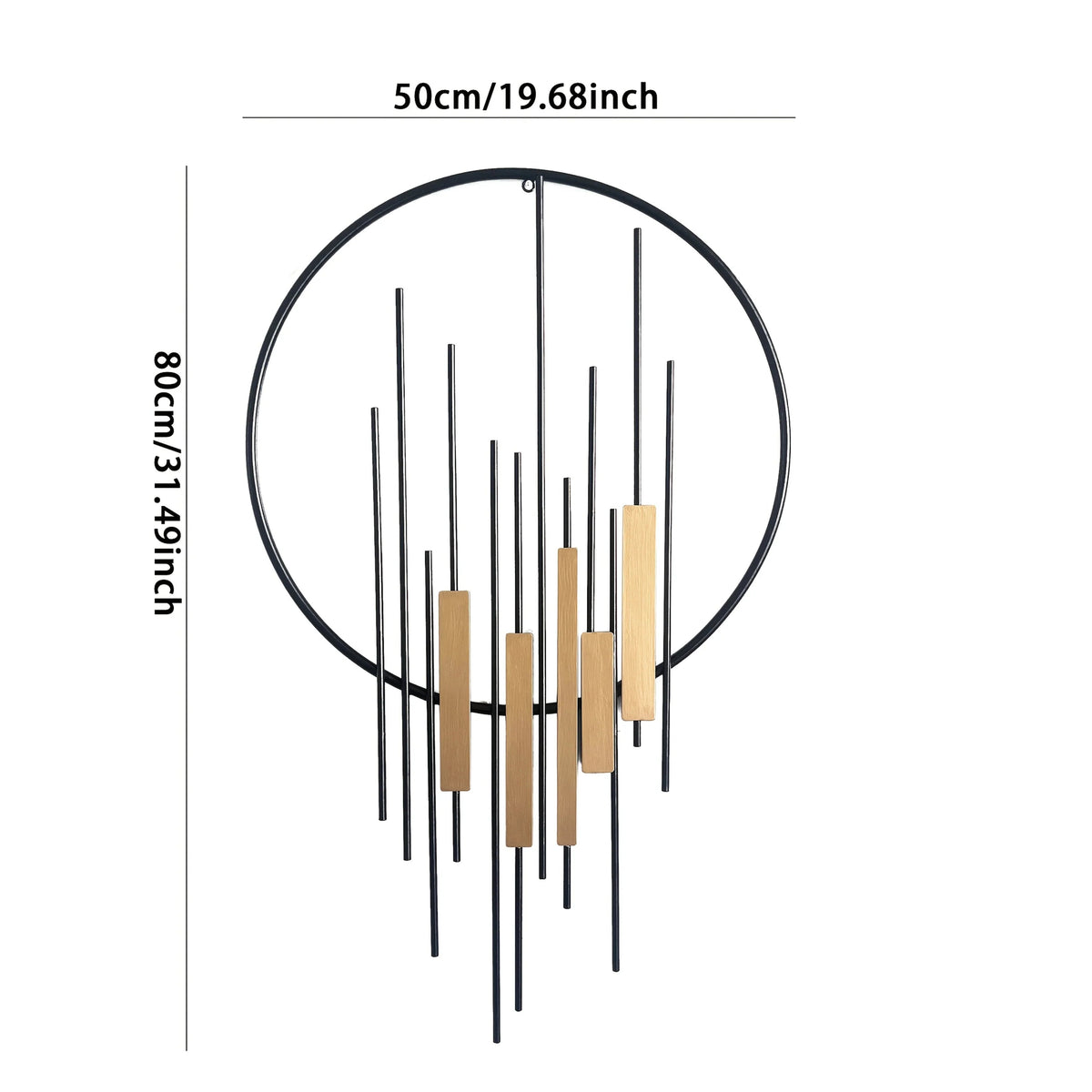 Metal Wall Art - Geometric Circle Design with Rustic Industrial Bars & Beams