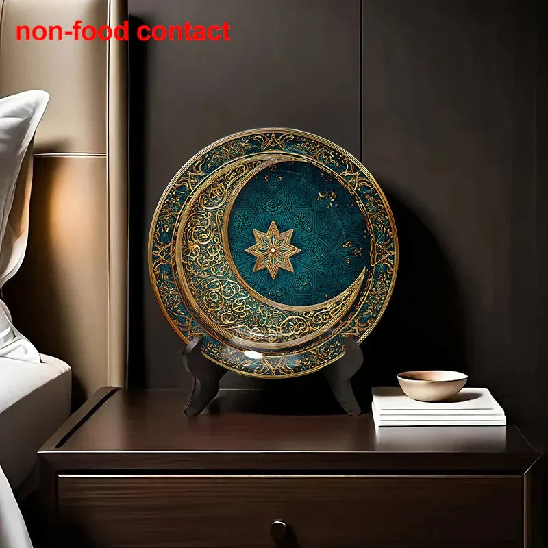 Metal Wall Art - Teal Gold Crescent Design