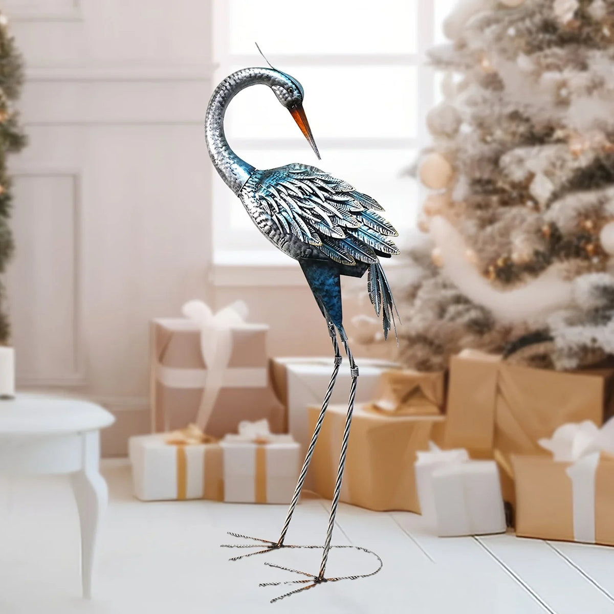 Modern Blue Heron Garden Statue for Outdoor & Patio Decor