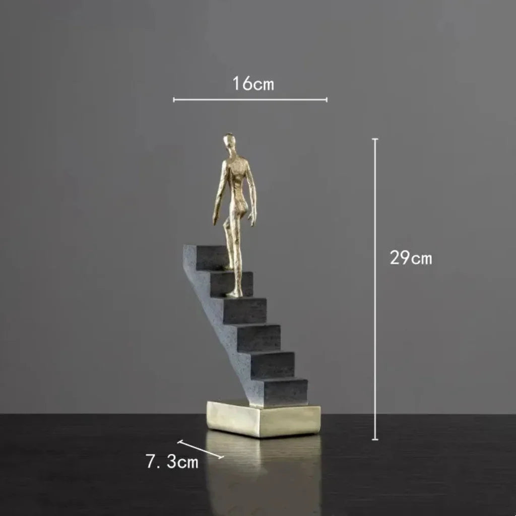 Golden Staircase Climbing Figures Sculpture