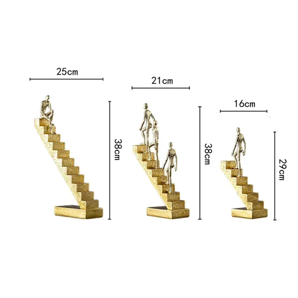 Golden Staircase Climbing Figures Sculpture