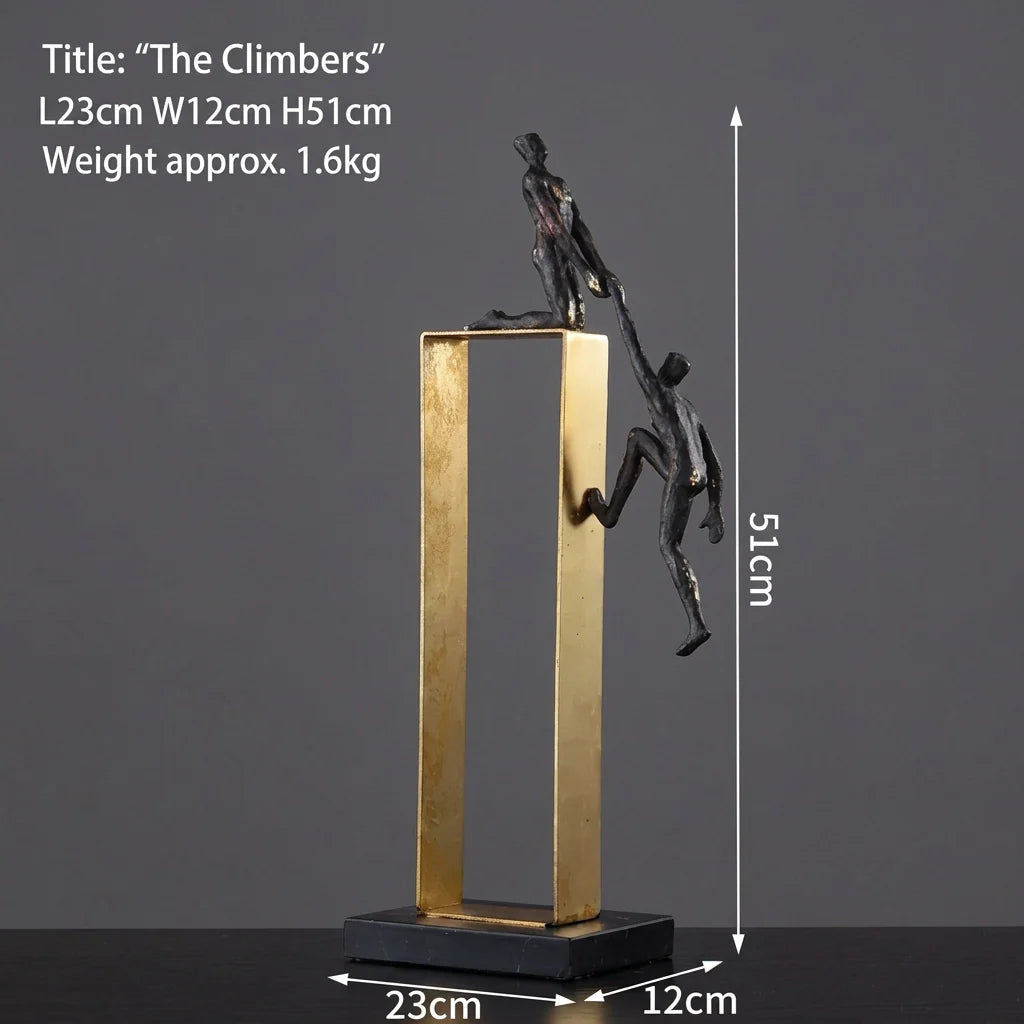 Gymnast Balance Sculpture, Gold Ring & Marble Base