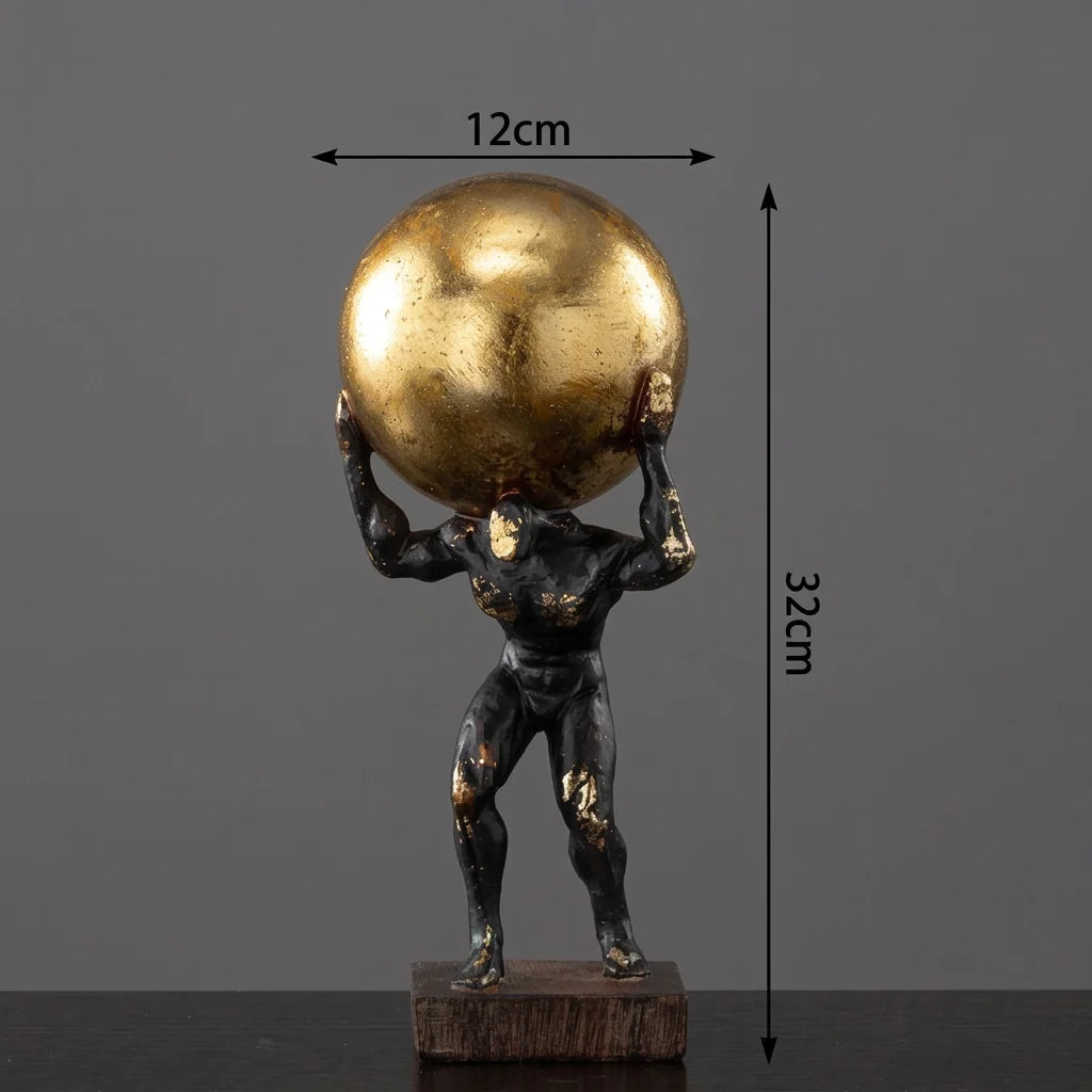 Gymnast Balance Sculpture, Gold Ring & Marble Base