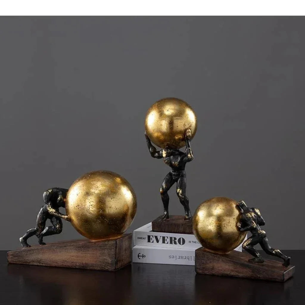 Gymnast Balance Sculpture, Gold Ring & Marble Base