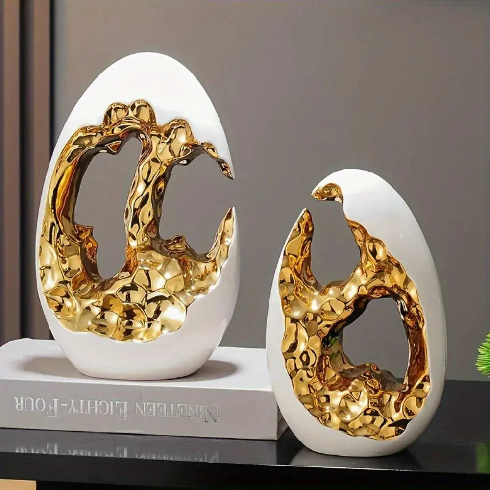 Modern White Figurine with Gold Accents for Your Stylish Home