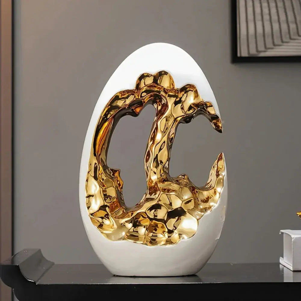 Modern White Figurine with Gold Accents for Your Stylish Home