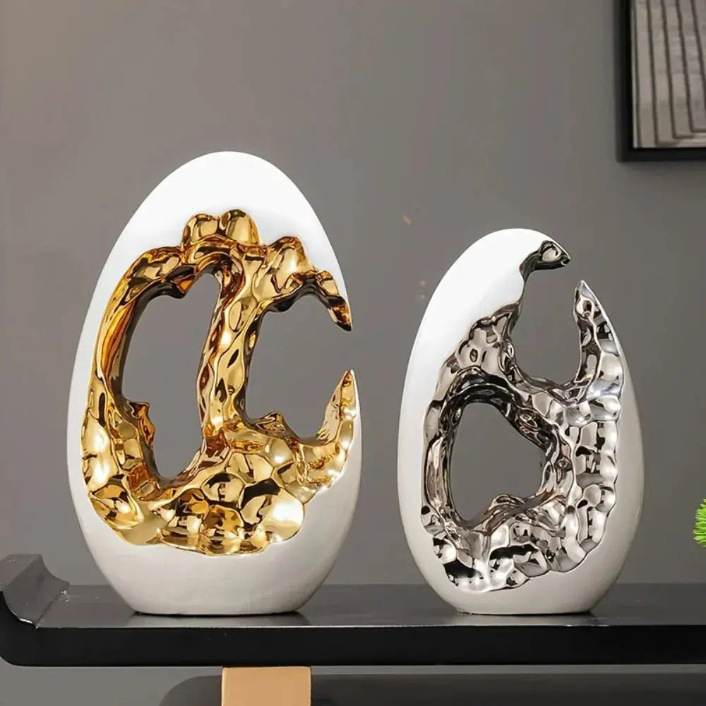 Modern White Figurine with Gold Accents for Your Stylish Home