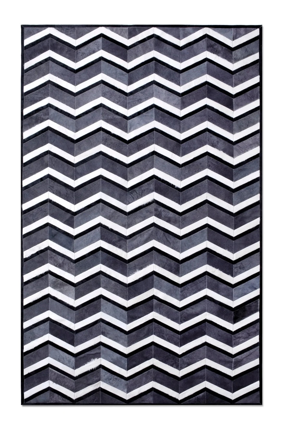 MULTI HERRINGBONE – Chevron Patchwork Cowhide Rug - Homelosophy, view 2