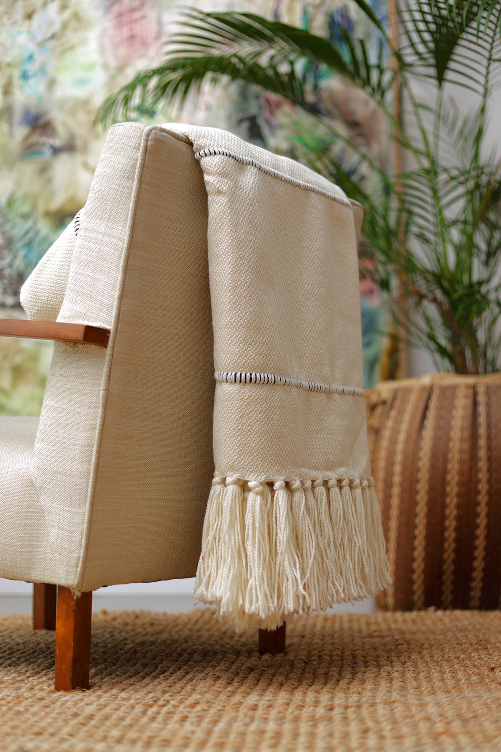 Brown Multi Striped Throw - Homelosophy, view 2