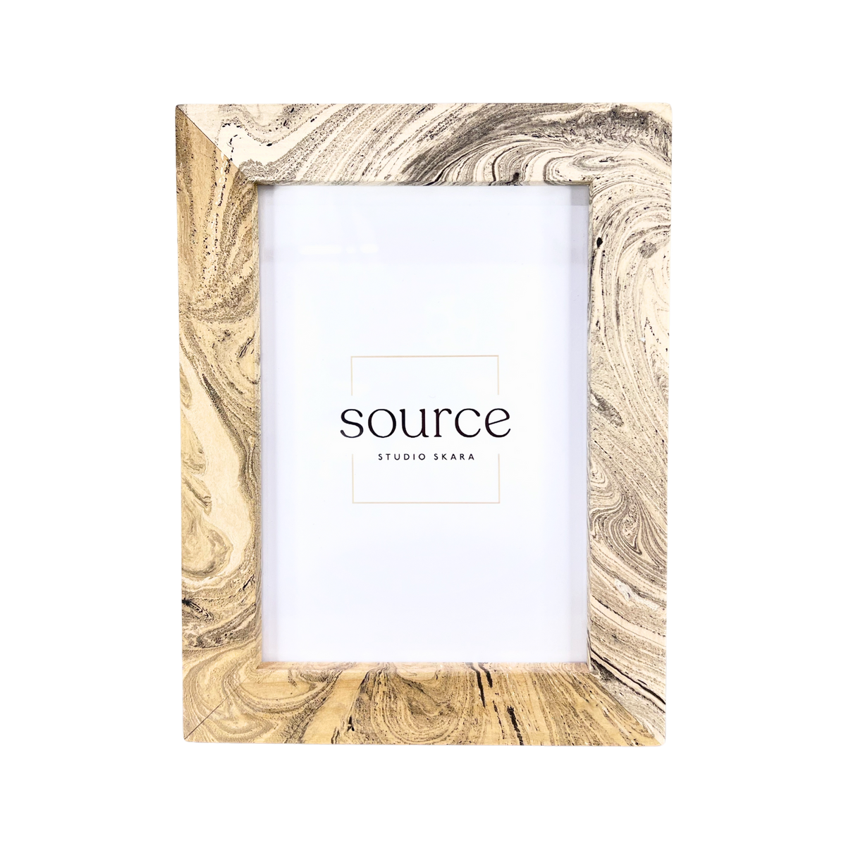 Neue Hand Marbled Wood Picture Frame - B&W & Neutrals (5x7) - Source by Studio Skara