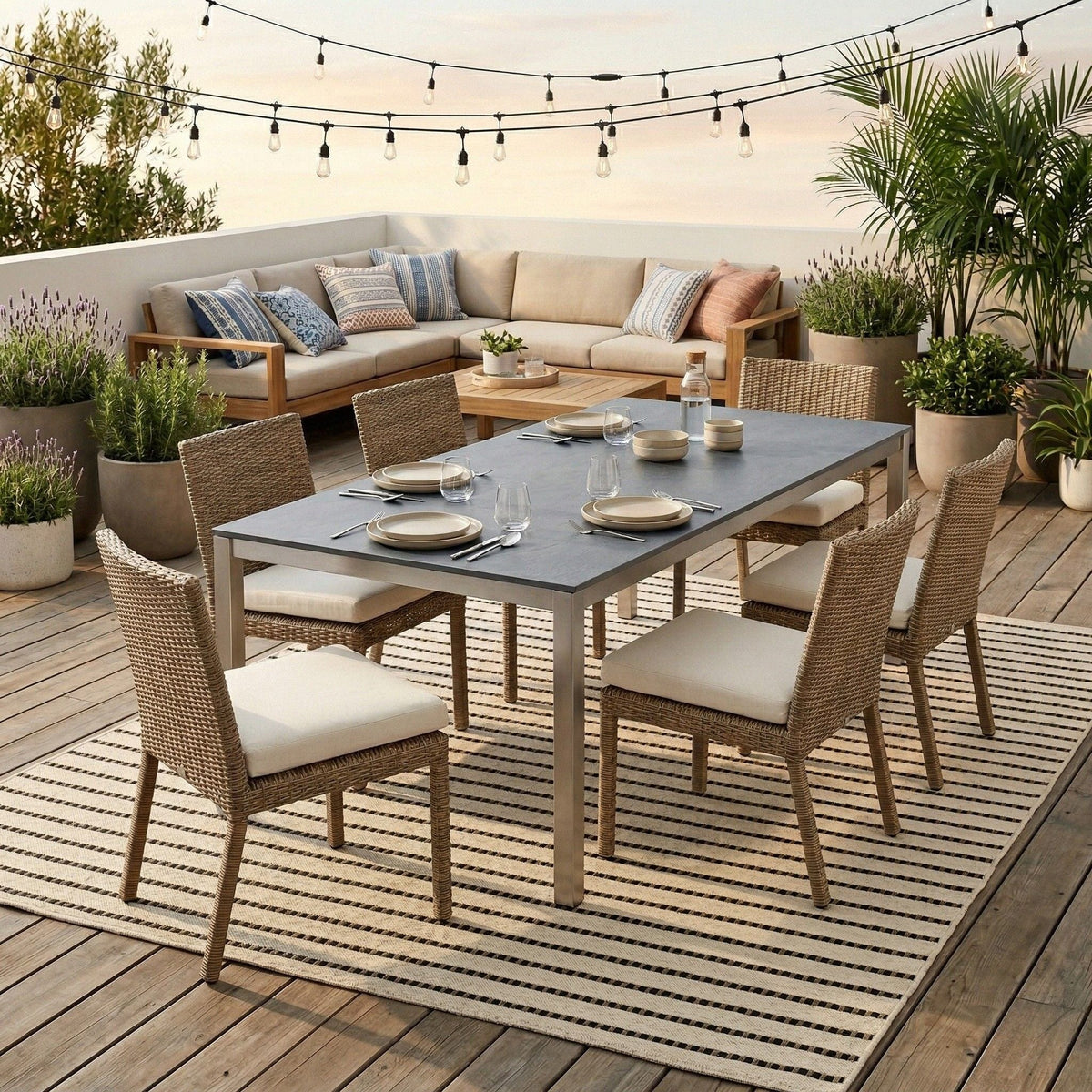 East Green Ottenby Dashed Stripe Outdoor Area Rug