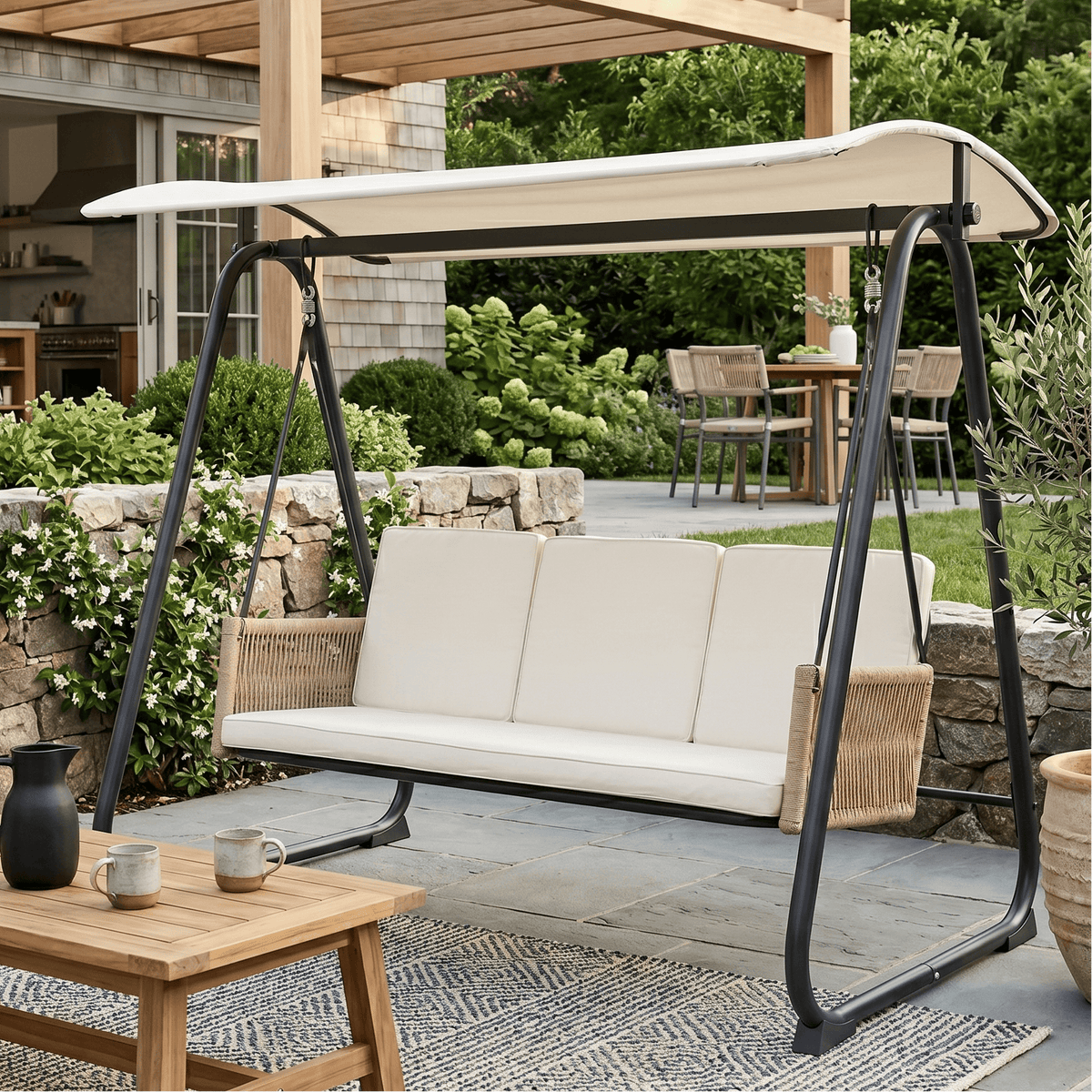 East Green Parker Patio Swing with Canopy Stand