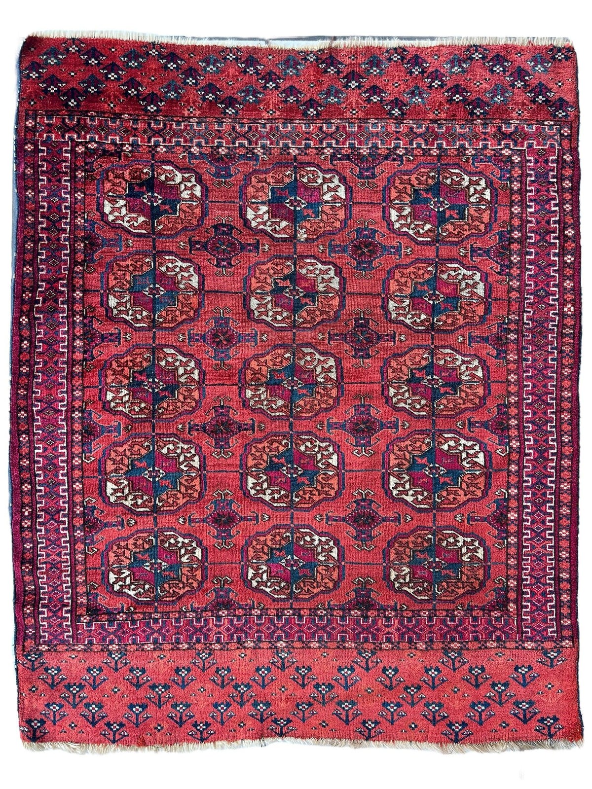 Antique Tekke Rug 3x4 | Red, Burgundy & Navy | Wool - Rugistan